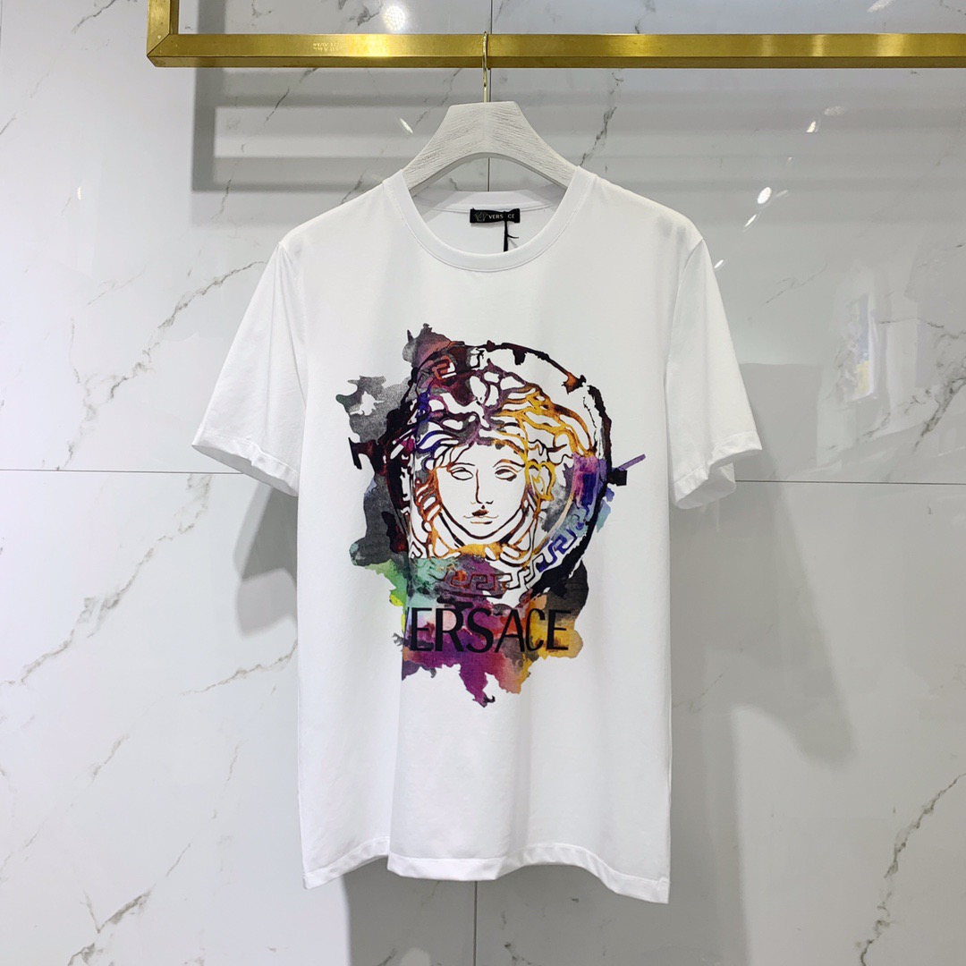 VERSACE 水墨畫美杜莎頭象印花短TEE