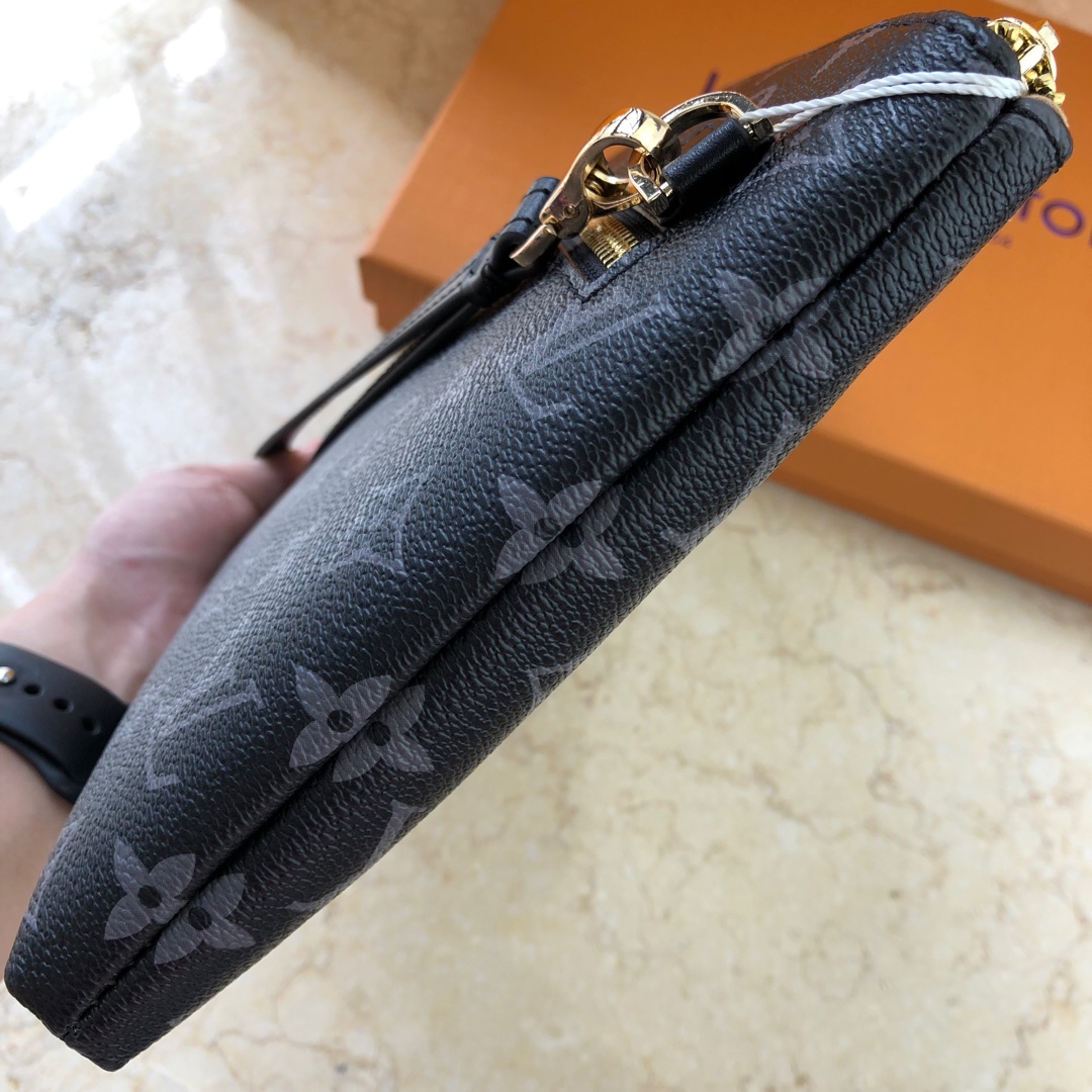 Louis Vuitton 經典暗色老花優雅手拿包