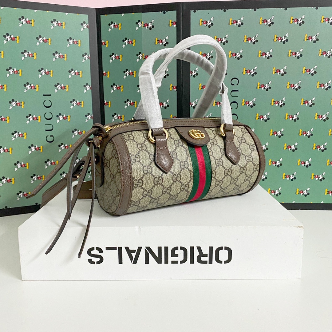 Gucci GG Supreme Ophidia 圓筒枕頭包