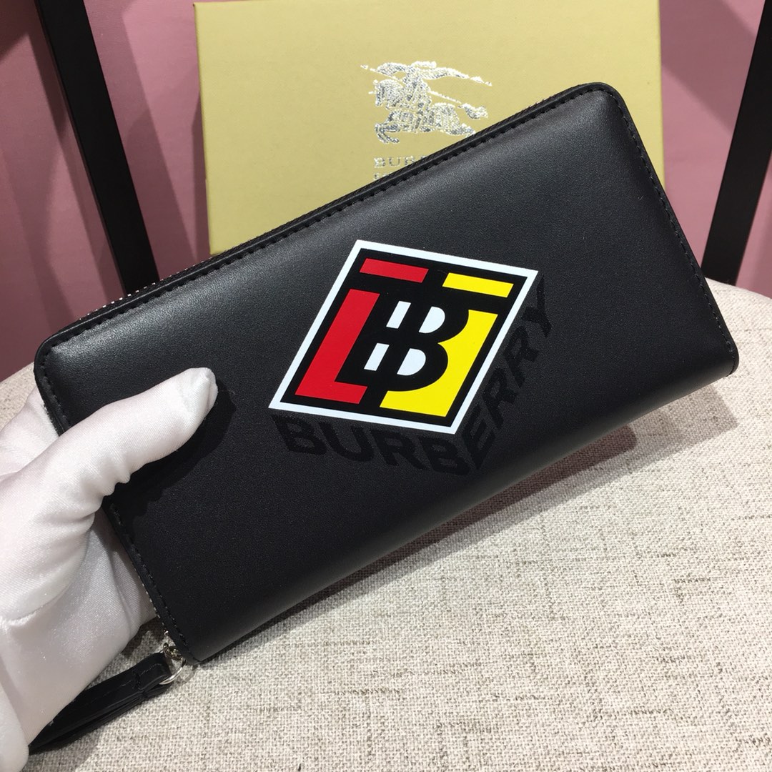 Burberry 玩色Logo單拉鍊長夾