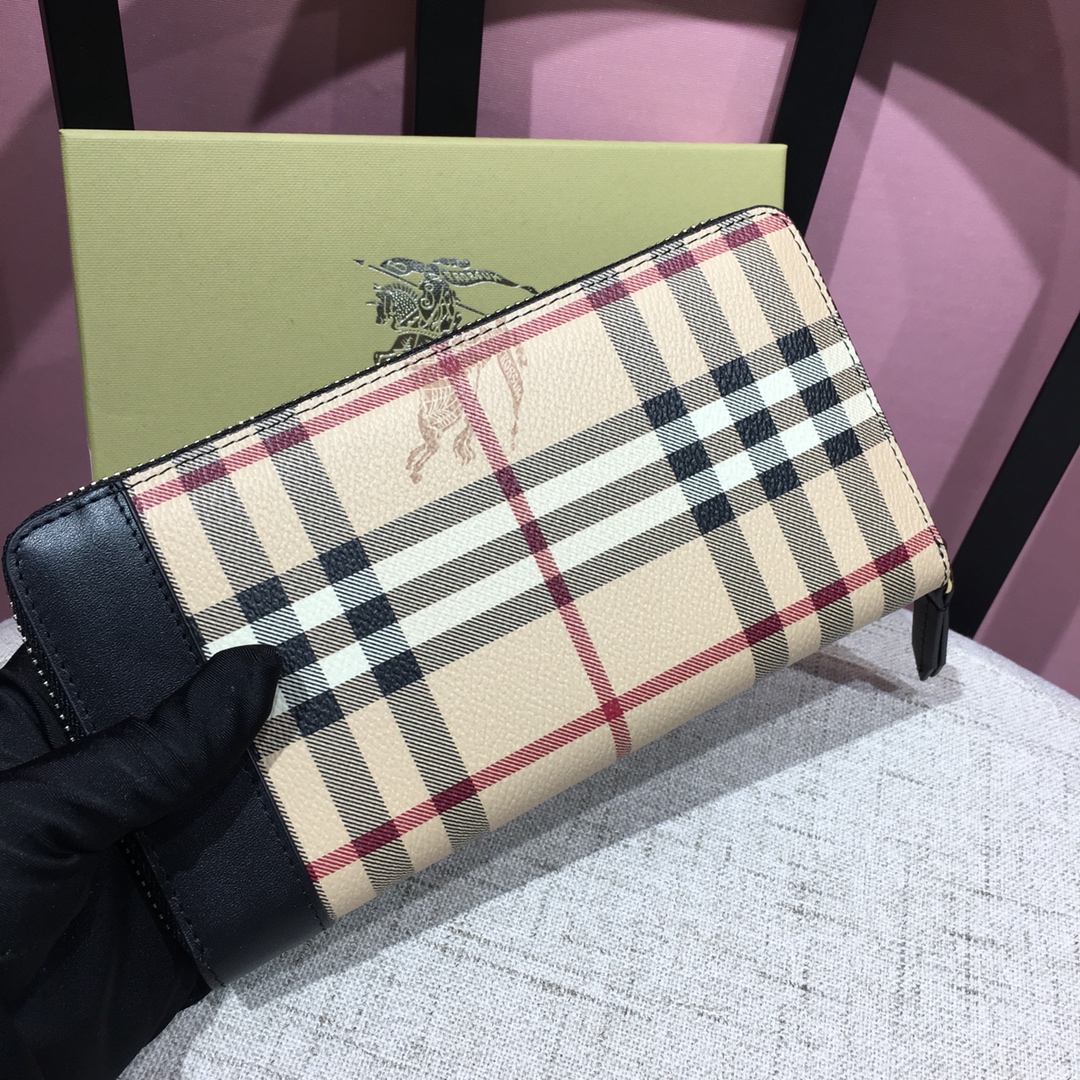 Burberry 經典格紋長夾